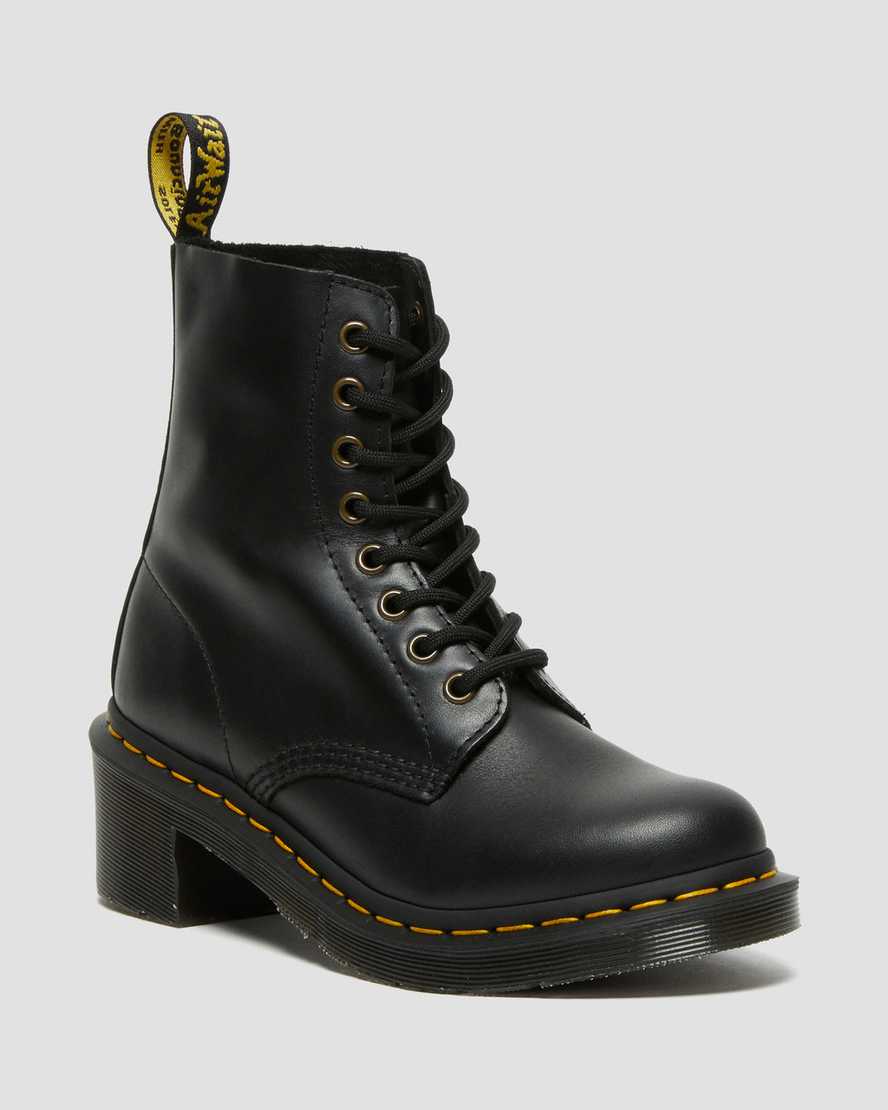 Dr. Martens Clemency Lær Heeled Snørestøvler Dame Svart [2897FPQRW]